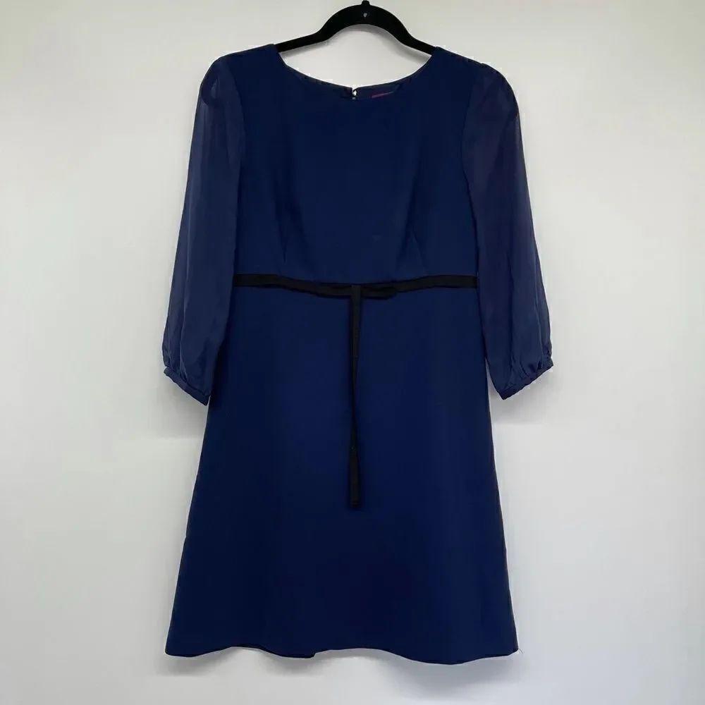 Ted Baker Navy Dress with Sheer Sleeves